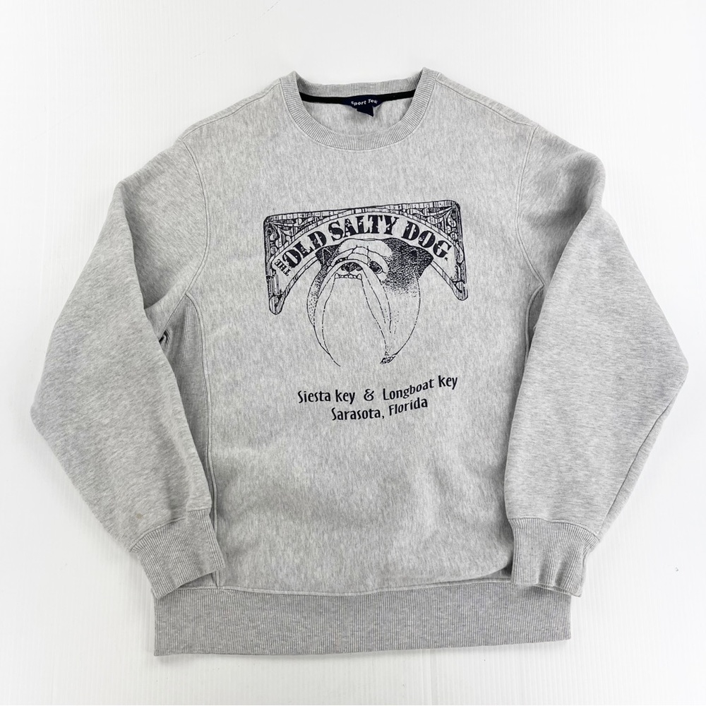 Sport Tek Old Salty Dog Gray Crew Neck Pullover Long Sleeve Sweater